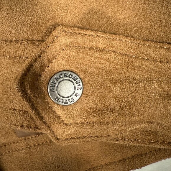 Abercrombie Fitch Biker Jacket Women Size S Brown Full Zip Faux Suede Moto GUC - Picture 16 of 16